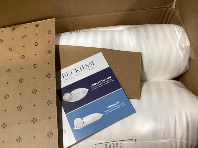 Condition photo showing New/Like New for beckham hotel collection bed pillows standard/queen size set of 2 - original soft down alternative pillow for sleeping - soft support for back, stomach or side sleepers queen / standard white