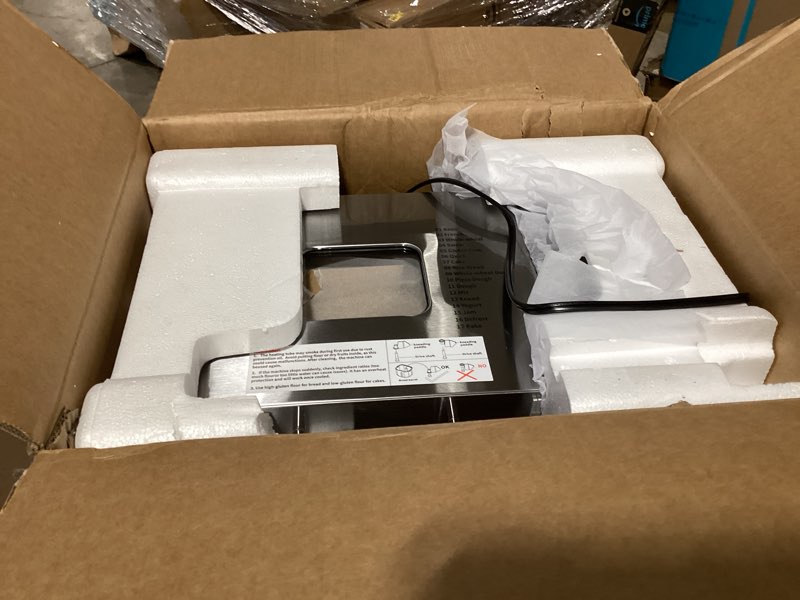 Condition photo showing New/Like New for 2lb bread maker machine, osipoto 17 in 1 automatic stainless steel bread machine, non-stick, beginner-friendly controls, 15 hour timer, easy to clean low noise, high success rate for homemade bread 15.35?*12.01?*13.78?