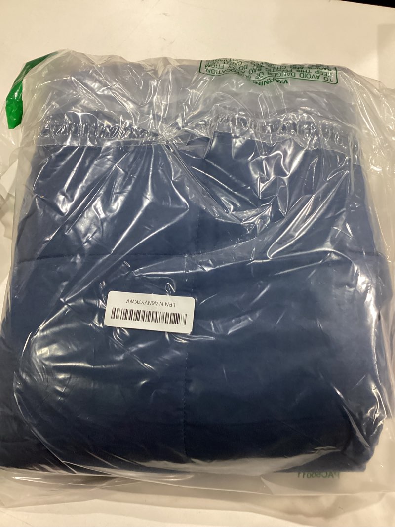 Condition photo showing Good Condition for puredown® Blankets Queen Size - Soft Lightweight Down Blanket for All Seasons, Cozy Warm Luxury Bed Blanket with Satin Trim, Microfiber Cover, Navy Blue (90"X90") 06 Navy Blue Full/Queen