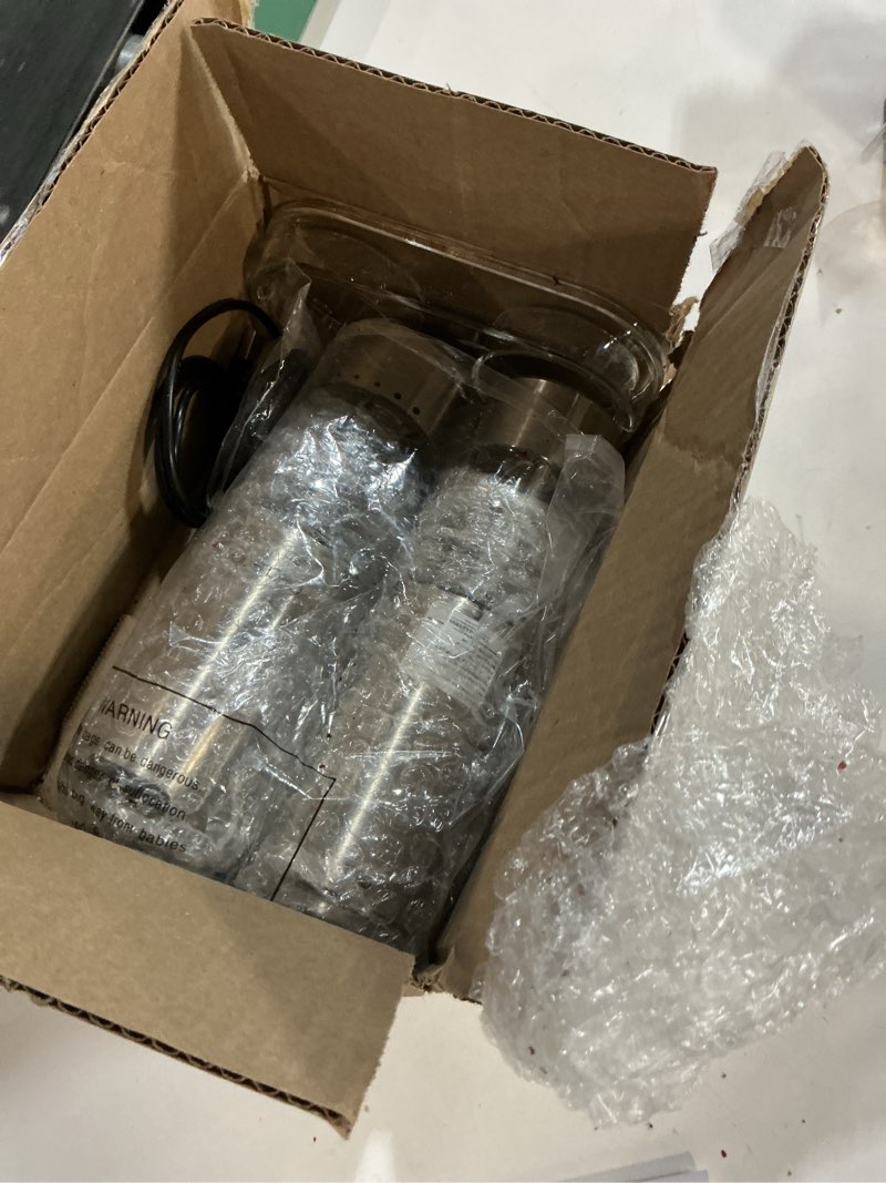 Condition photo showing As Is for CIRCLE JOY Rechargeable Electric Salt and Pepper Grinder Set with Base, Stainless Steel Pepper Mills with 95ml Container, White LED Light and External Adjustable Coarseness, Silver Rechargeable Set with Base