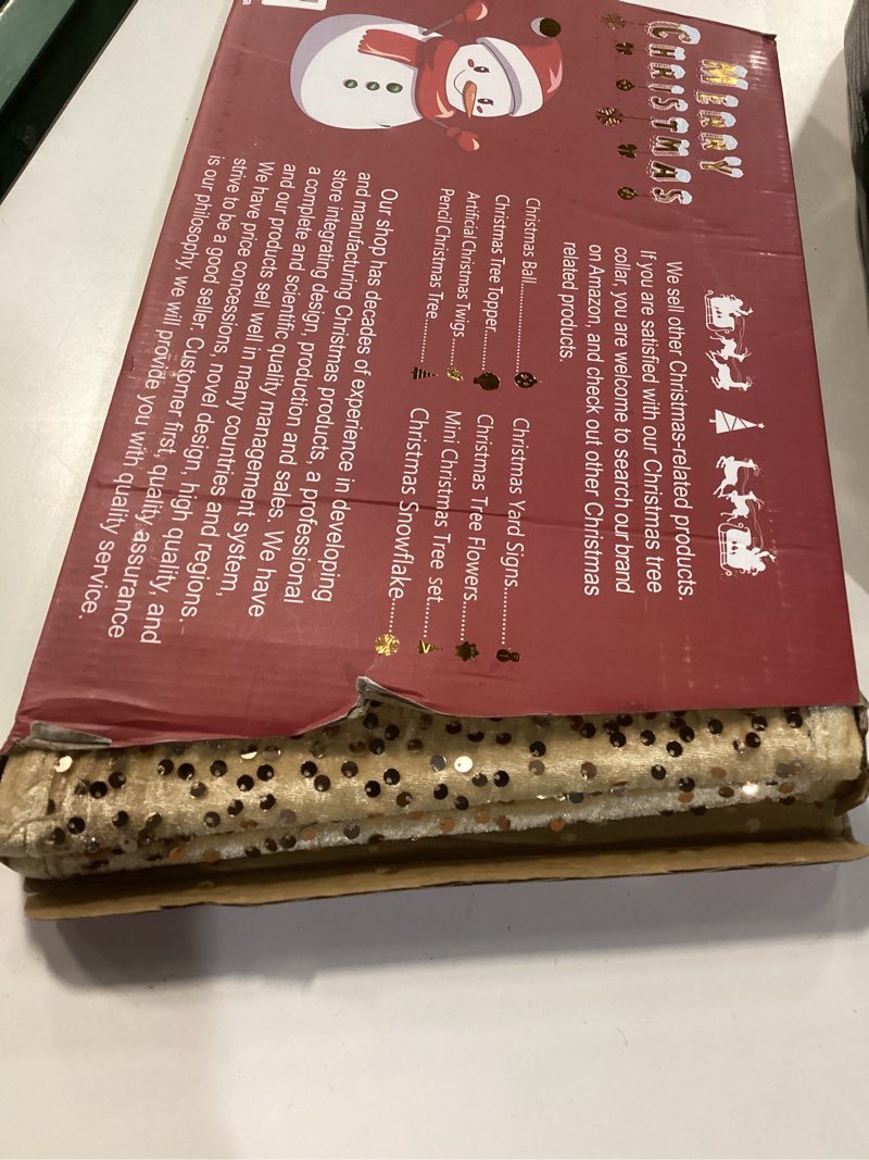 Condition photo showing Good Condition for XmasExp Christmas Tree Collar, 33.5 inch Sequin Tree Skirt Stand Base Cover for Home Decor, Large Size 6 Piece, Champagne Gold Champagne Large