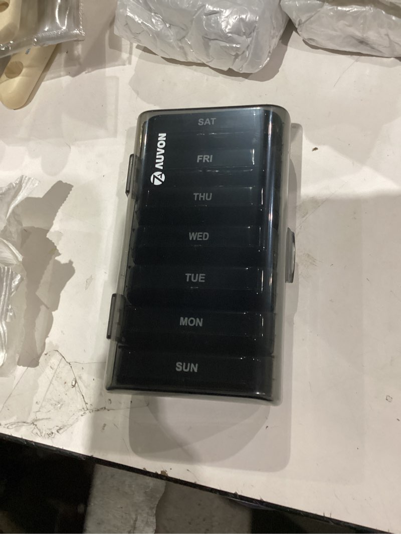 Condition photo showing Good Condition for AUVON XL Weekly Pill Organizer 2 Times a Day, AM PM Pill Case with One-Side Large Opening for Easy to Use, Pill Box 7 Day Travel Medication Organizer for Medications, Vitamins, Fish Oils, Supplements Light Black