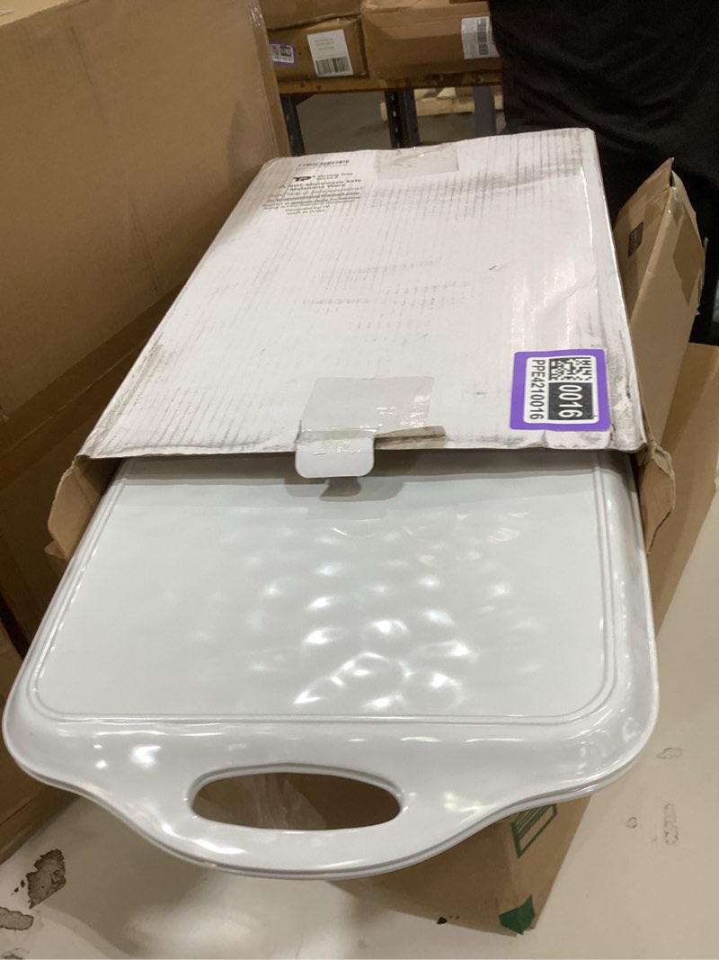 Condition photo showing Good Condition for tp large serving trays with handles, 19" x 12" melamine serving platters for food, turkey, set of 2 rectangular trays for party, pure white 19" x 12" pure white