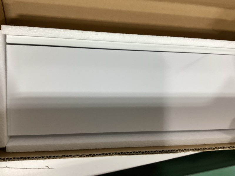 Condition photo showing Good Condition for White Floating Shelves for Wall Decor, Wall Mounted Wood Storage Shelf for Bedroom, Living Room, Bathroom, Kitchen, Nursery, Display Picture Ledge Shelf with Lip Set of 2-14 Inches, White White 13.6in