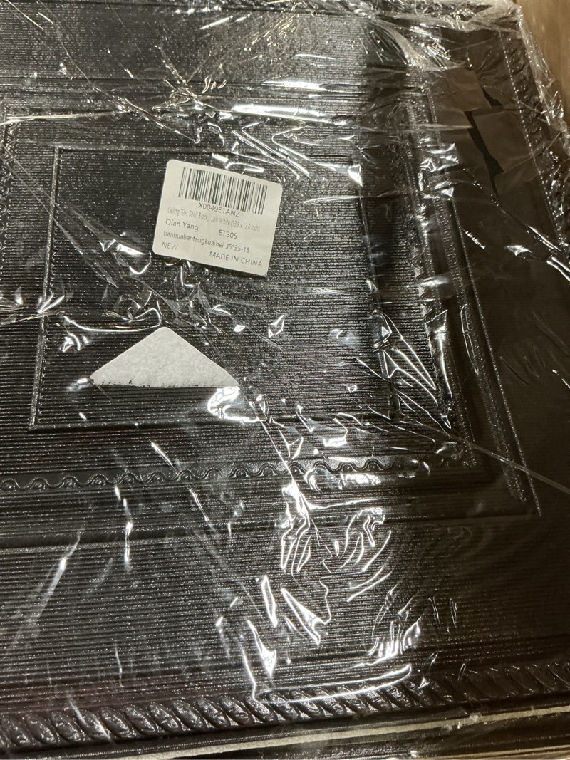 Condition photo showing Good Condition for ceiling tiles solid black, 16 pack, covered 21 sq.ft, glue-up ceiling tiles foam, peel and stick cei