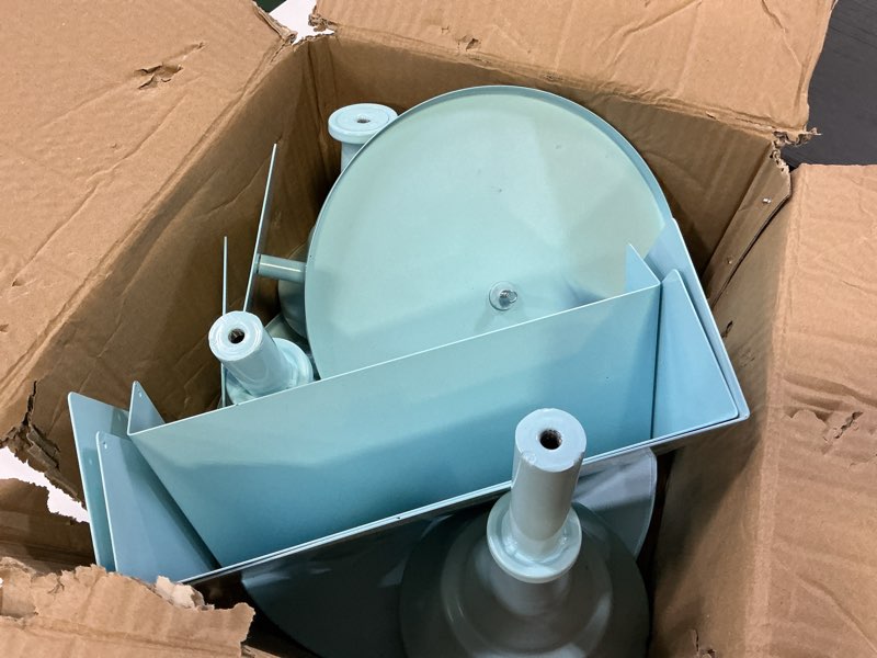 Condition photo showing Good Condition for Set of 8 Blue Cake Stands Donut Holder Round Metal Dessert Display Risers Cupcake Stand Serving Platter for Weddings Birthday Baby Showers Anniversary Party