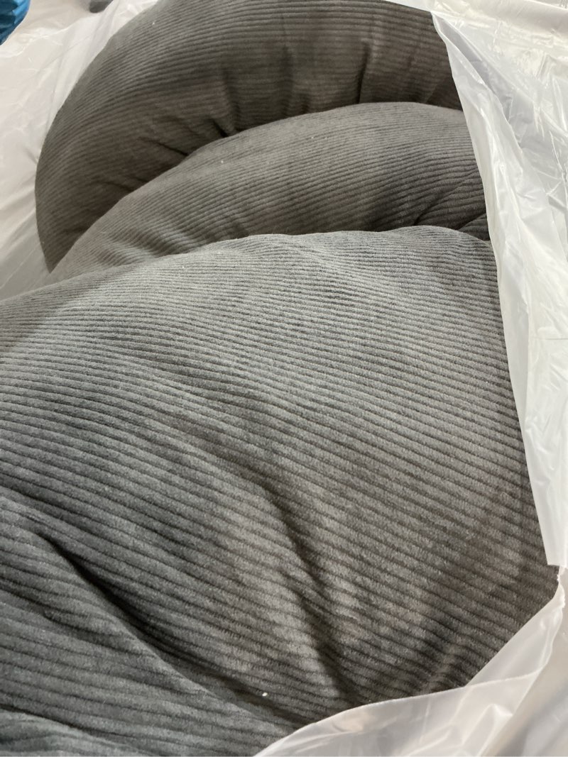 Condition photo showing As Is for idee-home papasan chair cushion,circle papasan chair cushion(cushion only) with thick corduroy cover, 48 x 48 inch cushion for egg chair, dark grey