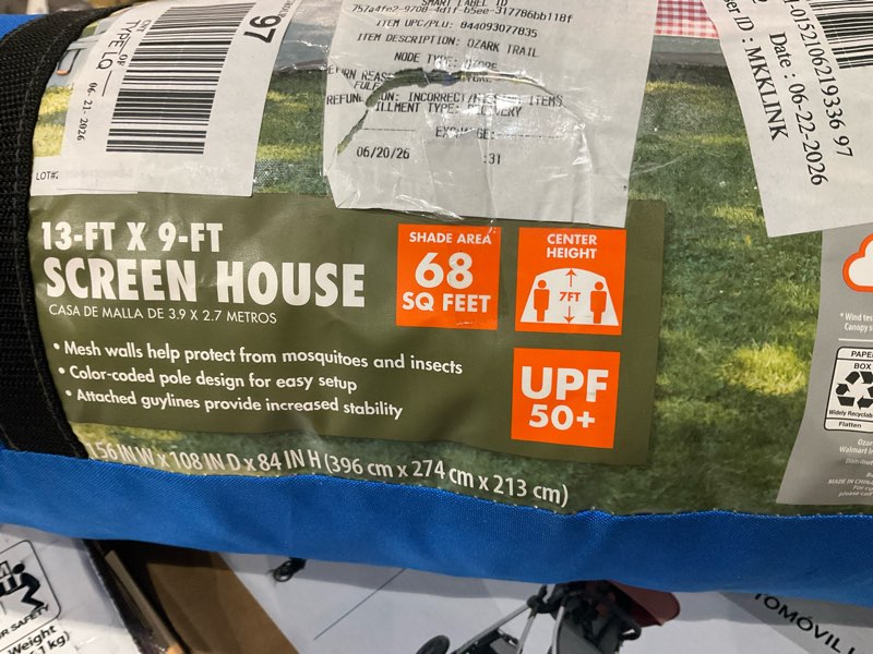 ozark trail screen house tent, blue, 13 ft x 9 ft x 84 in