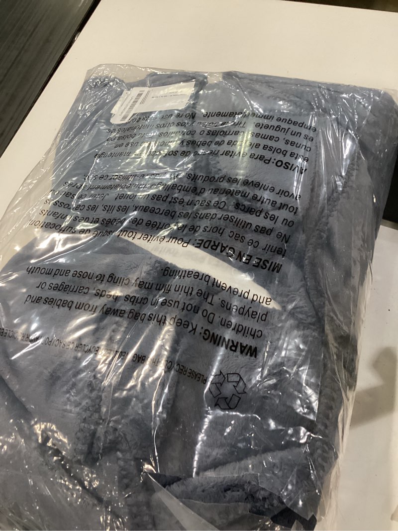 Condition photo showing New/Like New for UGG Plush Twin Blanket, Soft Cozy Fleece Blanket for Bed, Luxury Fluffy Oversized Throw for Couch, Washable Hypoallergenic Dorm Essentials, 66" x 90", Denim Blue (Whitecap) Twin Blue