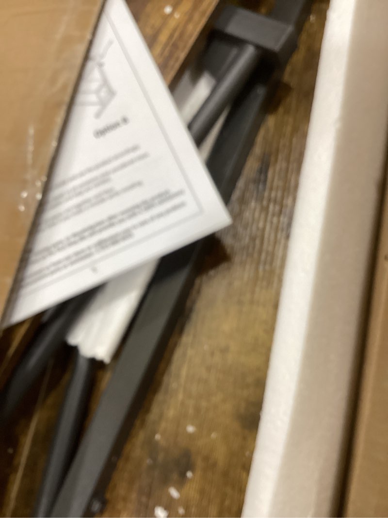 Condition photo showing As Is for 32" Height Adjustable Standing Desk with Power Outlets - Manual Rolling Stand Up Desk with Wheels Small Portable Computer Desk Mobile Laptop Table with Storage Shelves for Home Office, Rustic 32'' Rustic