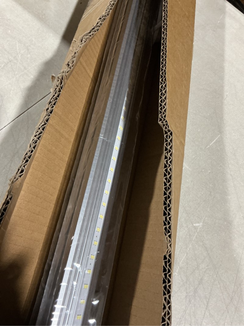 Condition photo showing As Is for led shop lights,4ft led light 50w 6500k 7000lm led daylight,garage light linkable clear cover integrated v-shape for garage warehouse workbench workshop(2-pack) 4ft 2pack