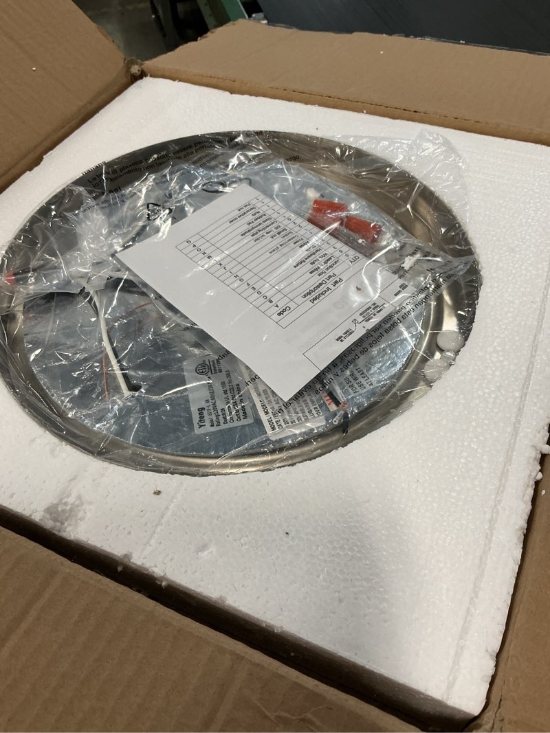 Condition photo showing As Is for Darkaway Large Ceiling Light Fixtures 3-Ight Flush Mount Indoor Outdoor Ceiling Light with Seeded Glass Shade for Hallway Kitchen Bedroom Porch Living Room Dining Room Nickel Finish Nickel 13.38inch