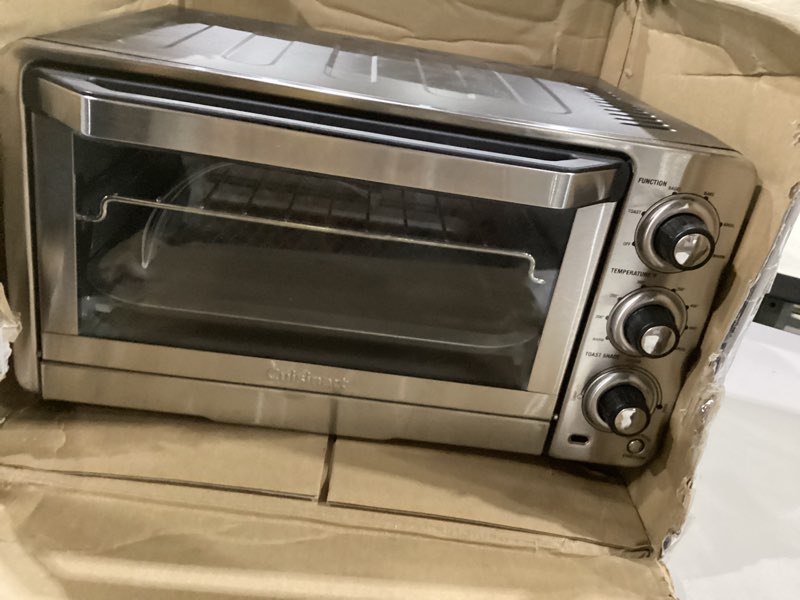 Condition photo showing As Is for not tested ****cuisinart custom classic toaster oven broiler, 1800 watt countertop toaster oven to bake, broil, and toast, non-stick interior, consistent toast control, brushed stainless steel/black, tob-40n