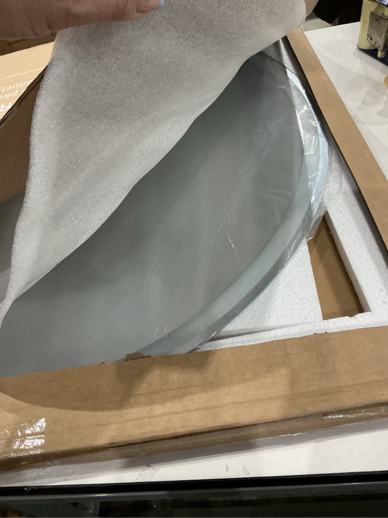 Condition photo showing Good Condition for led bathroom mirror 30 inch round bathroom mirror with lights, circle led mirror, wall mounted lighted bathroom with 3 colors brightness, anti-fog, dimmable, shatter-proof 3 colors 30"l x 30"w