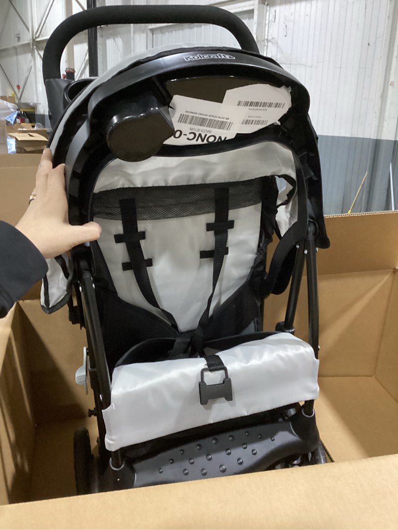 Condition photo showing As Is for (Similar to photo, same brand) Kolcraft Cloud Plus Lightweight Umbrella Stroller for Toddlers with Reclining Seat, Large Storage Basket, Canopy, Infant & Parent Trays, Compact Fold for Summer Travel, Durable Frame, Slate Gray