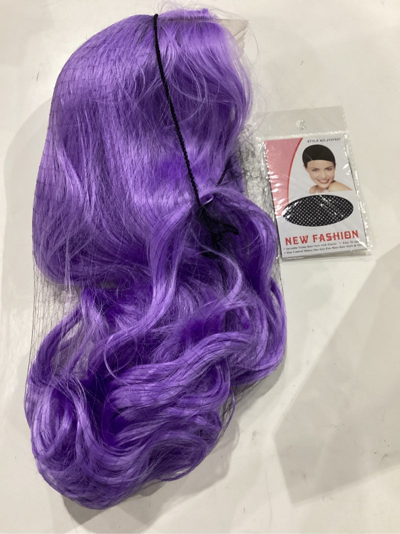 Condition photo showing New/Like New for andromeda Purple Wig with Bangs Soft Short Bob Wavy Wigs for Women Synthetic Shoulder Length Women's Curly Wigs for Halloween Costumes Cosplay Daily (Purple)