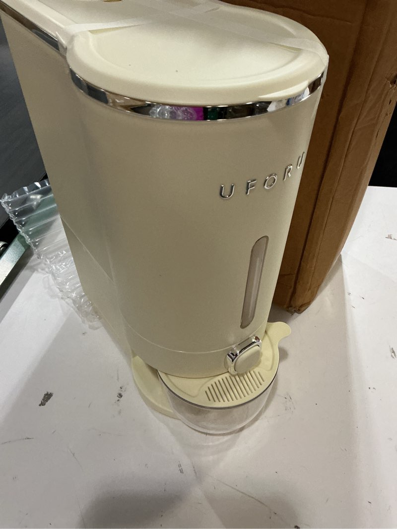 Condition photo showing Good Condition for Rice Dispenser, Rice Storage Container with Measuring Cup for Kitchen Pantry Household, Cereal Dry Food Storage Containers Airtight, Sealed Moisture Proof? 22 Lbs Cream White 22Lbs