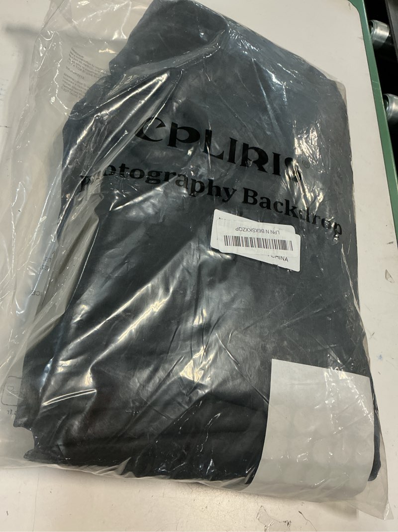 Condition photo showing New/Like New for 10x12ft black backdrop for photography, large seamless polyester fabric pure black photo backdrop curtain for portrait photoshoot party video
