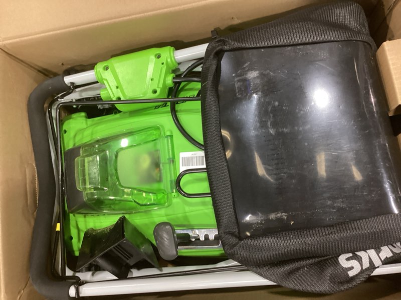 Condition photo showing As Is for greenworks 40v 16" (push) cordless lawn mower, 4.0ah battery (1/3 acre, push button start, compatible with 75+ tools) 16" (4.0ah)