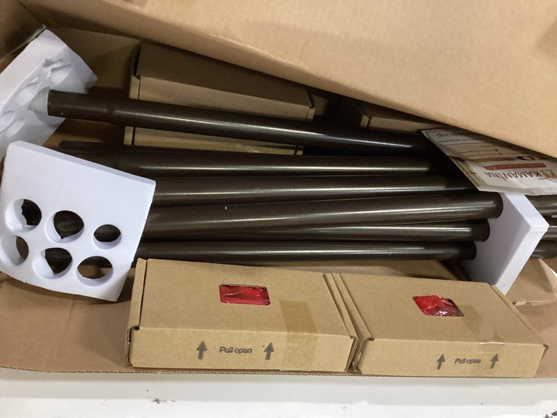 Condition photo showing Good Condition for kamanina 2 pack curtain rods 32 to 86 inches (2.6-7.1ft), 3/4 inch curtain rods for windows splicing adjustable single drapery rod with twisted cage finial, for indoor and outdoor, bronze bronze 32-86" (2 pack)