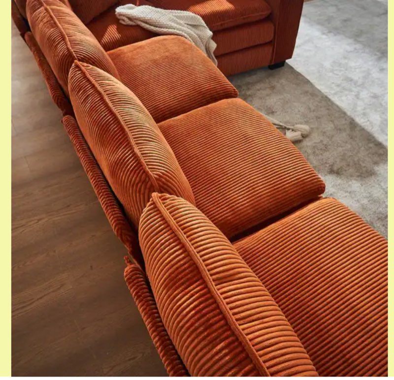 Yellow/orange corduroy sectional