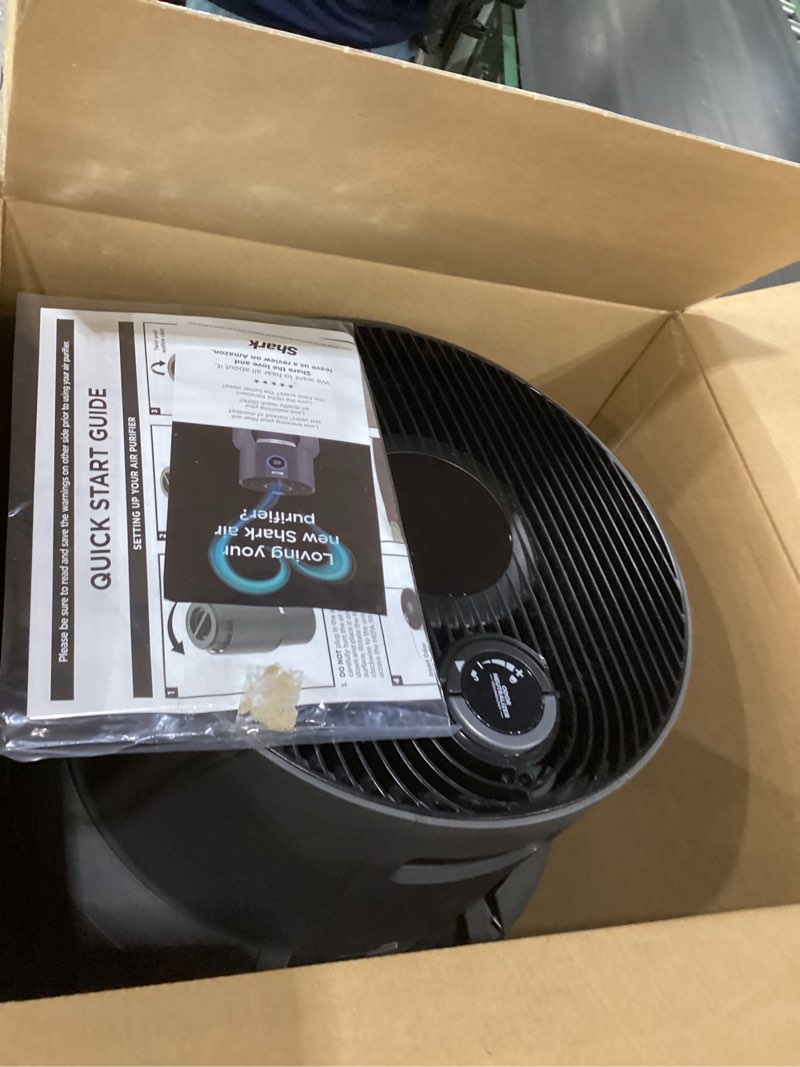 Condition photo showing As Is for Shark Air Purifier for Home, NeverChange Max, 1,300 sq. ft. for Large Room, Kitchen, Home Office, HEPA-Exceeding Filter, Captures Pollutants, Pet Dander, Dust, Odor, Smoke, and More, HP301, Grey Grey (1300 sq. ft)