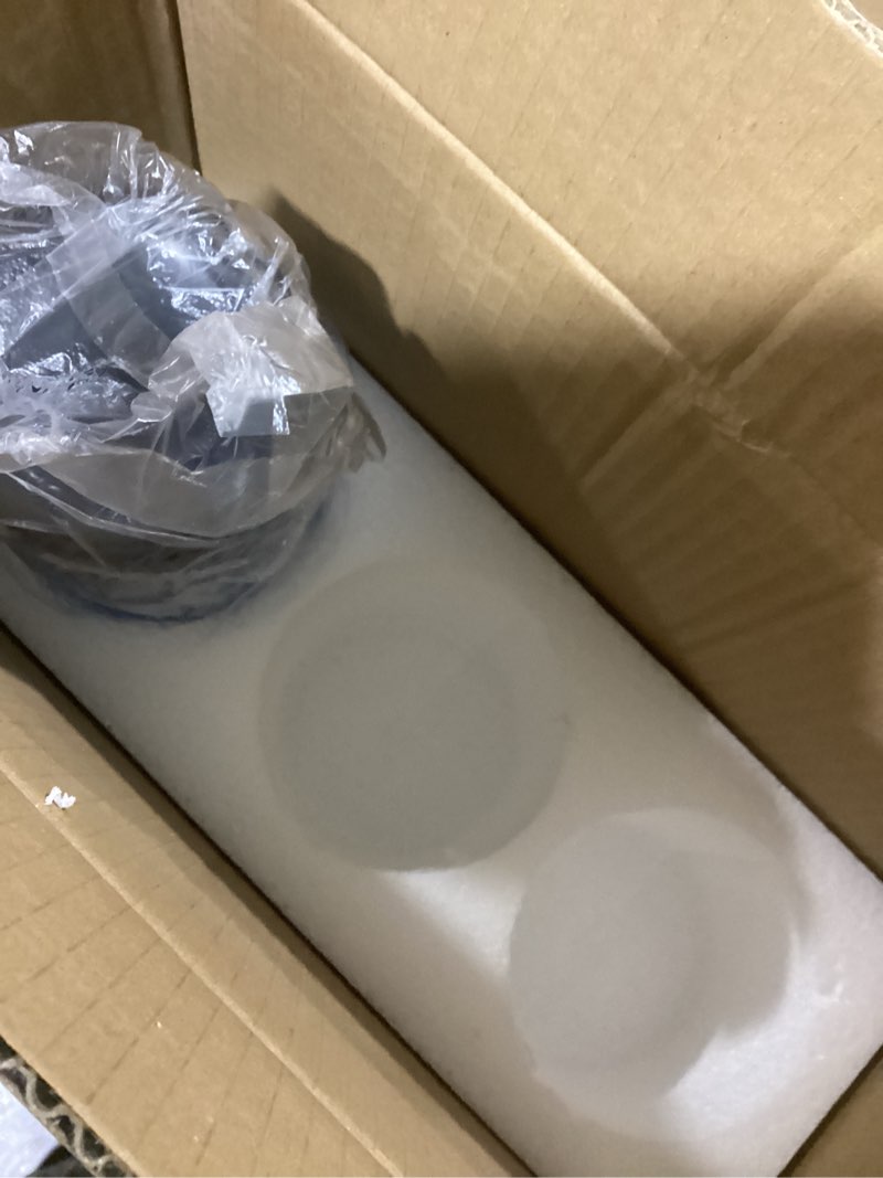 Condition photo showing New/Like New for Blue Glass Vases, Flower Vases Set of 3, Ribbed Glass Vase for Tulips, Tall Cylinder Glass Vases for Living Room, Bedroom, Dining Table, Office, Wedding, Bookshelf Decoration, 8 Inches Blue 8'' X 3Pack