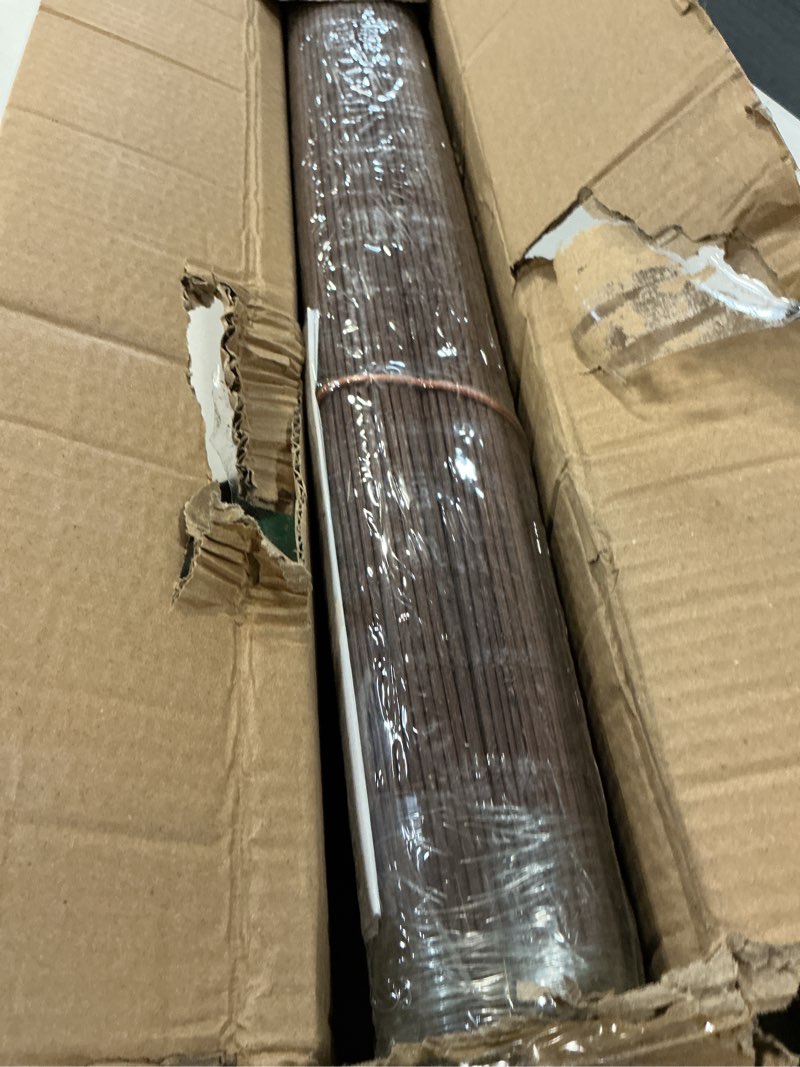 Condition photo showing Good Condition for hiapes bamboo blinds for interior window, bamboo shades for indoor windows, custom size, easy install roller shades for indoor window and outdoor patio brown-4 42"w x 64"h