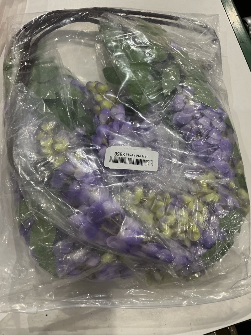 Condition photo showing Good Condition for 4pcs 47.2-inch artificial fake wisteria hanging flower garland silk flower string home party decoration white blue pink purple (purple)