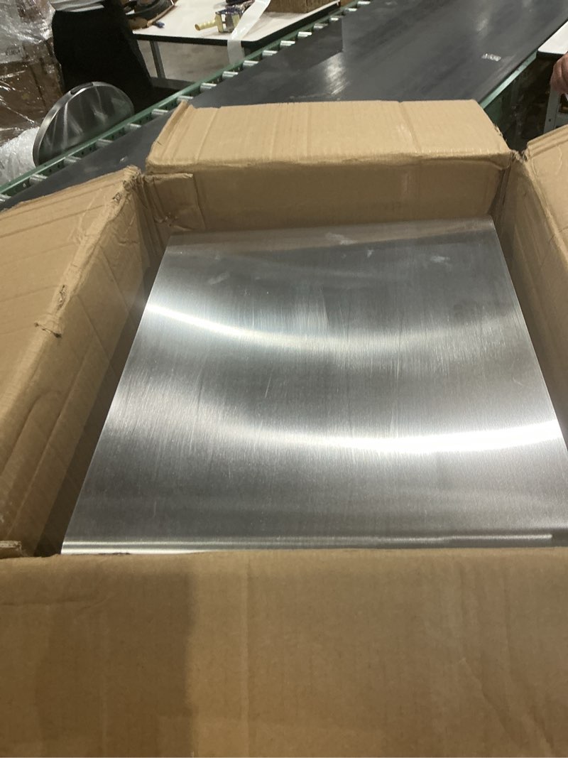 Condition photo showing As Is for modern stainless steel side table, chrome nightstand with silver finish, minimalist end table for living room, bedroom, sofa, cube side table