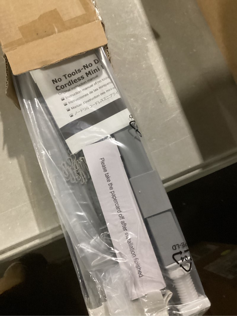 Condition photo showing Good Condition for No Drill Blinds for Windows 1" Vinyl L-Shaped Slats Cordless Mini Blinds for Home, for Window Size 20" W × 48" H Grey Grey 20" W × 48" H