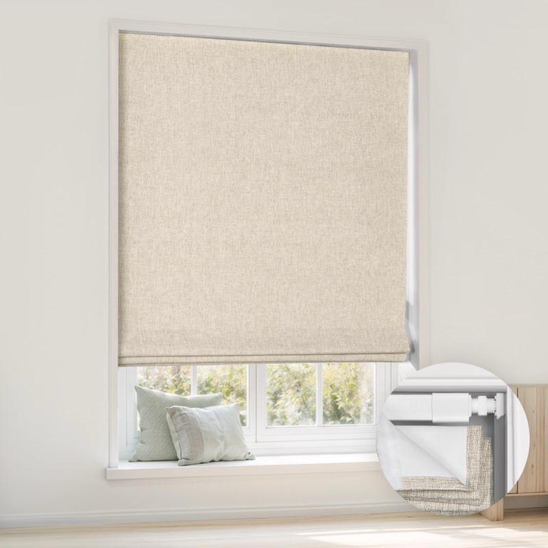LazBlinds No Drill Roman Shades for Windows, Cordless Light Filtering Window Shades with UV Protecti