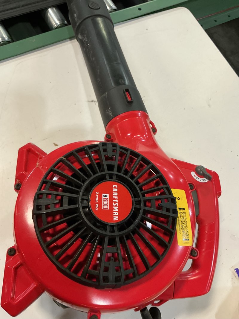Condition photo showing As Is for craftsman gas powered leaf blower, handheld gas blower, 200mph, 25cc, 2-cycle (b210)