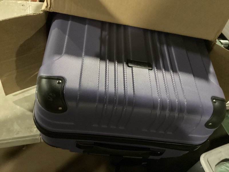 Condition photo showing Good Condition for Kenneth Cole REACTION Out of Bounds Lightweight Hardshell 4-Wheel Spinner Luggage, Smokey Purple, 28-Inch Checked 28-Inch Checked Smokey Purple