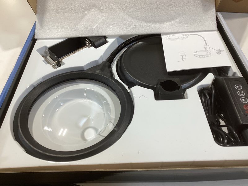 Condition photo showing Good Condition for magnifying glass with light and stand, 15x & 8x magnifying lamp with clamp, 5 color lighting modes stepless dimmable led desk lamp hands free for crafts hobby reading painting sewing close work