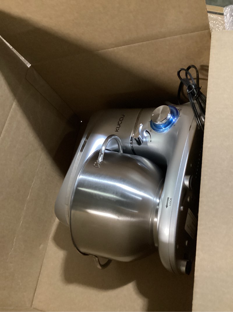 Condition photo showing As Is for Stand Mixer, 6.5 Qt 660W, 6-Speed Tilt-Head Food Dough Mixer, Kitchen Electric Mixer with Stainless Steel Bowl,Dough Hook,Whisk, Beater, Egg white separator (6.5-QT, Silver)