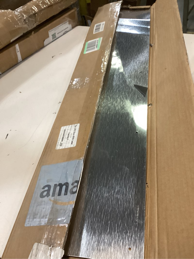 Condition photo showing As Is for Door Kick Plate, Metal Kickplate for Bottom of Door,8x36 inch Aluminum Metal Plate Rounded Corners for Interior and Exterior Doors (Brushed Nickel) 8 x 36 Inch