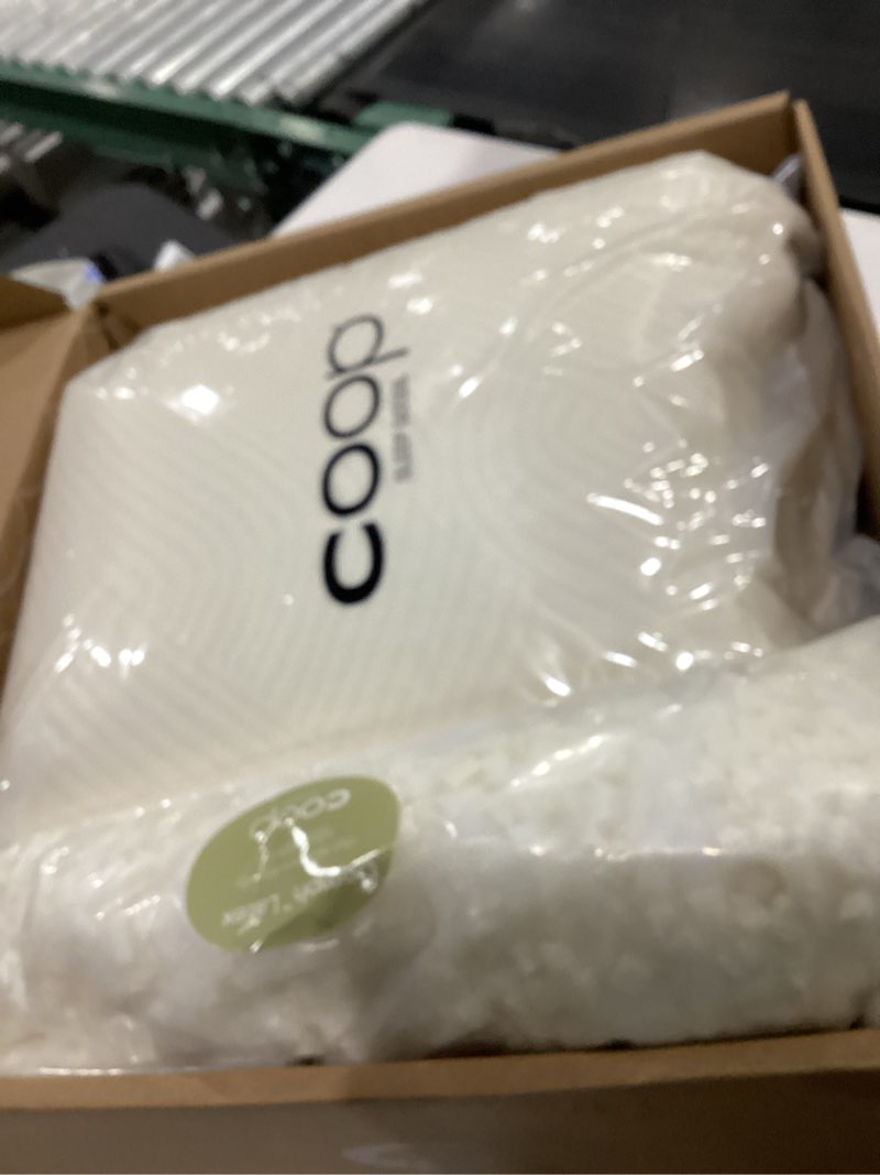 Condition photo showing Good Condition for coop home goods adjustable latex crescent pillow queen, talalay latex & microfiber fill, ergonomic shape, naturally cooling, eco-friendly, medium firm for back and side sleepers, greenguard gold