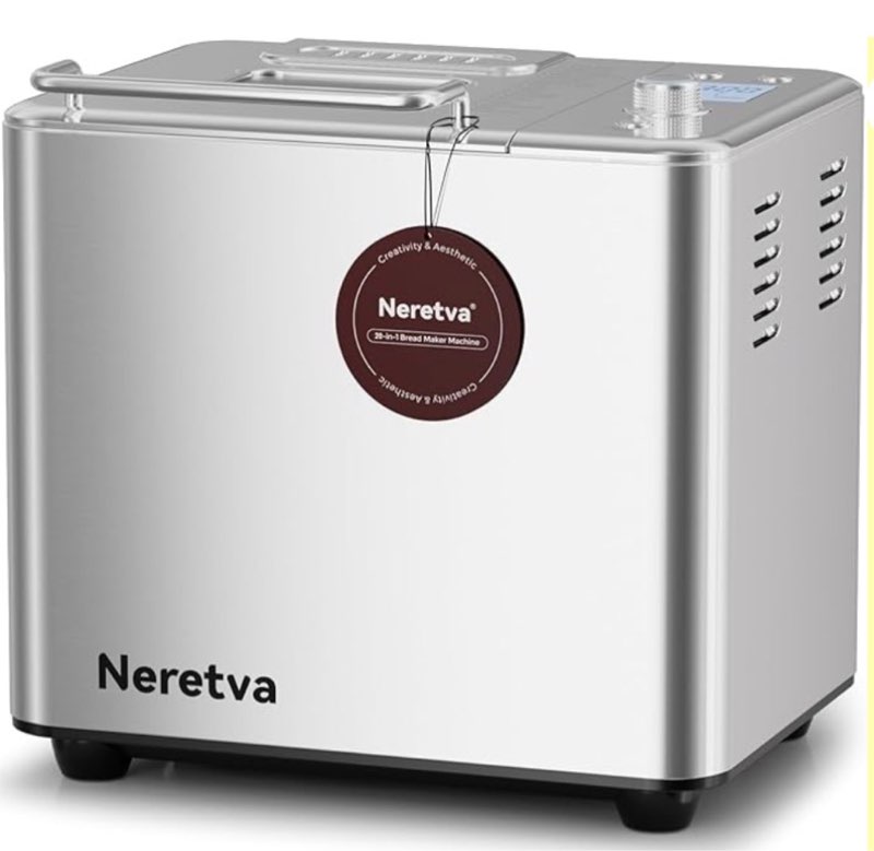 Neretva Bread Maker, 20-IN-1 2LB Bread Machine Dual Heater Bread Maker Machine Automatic with Nonsti