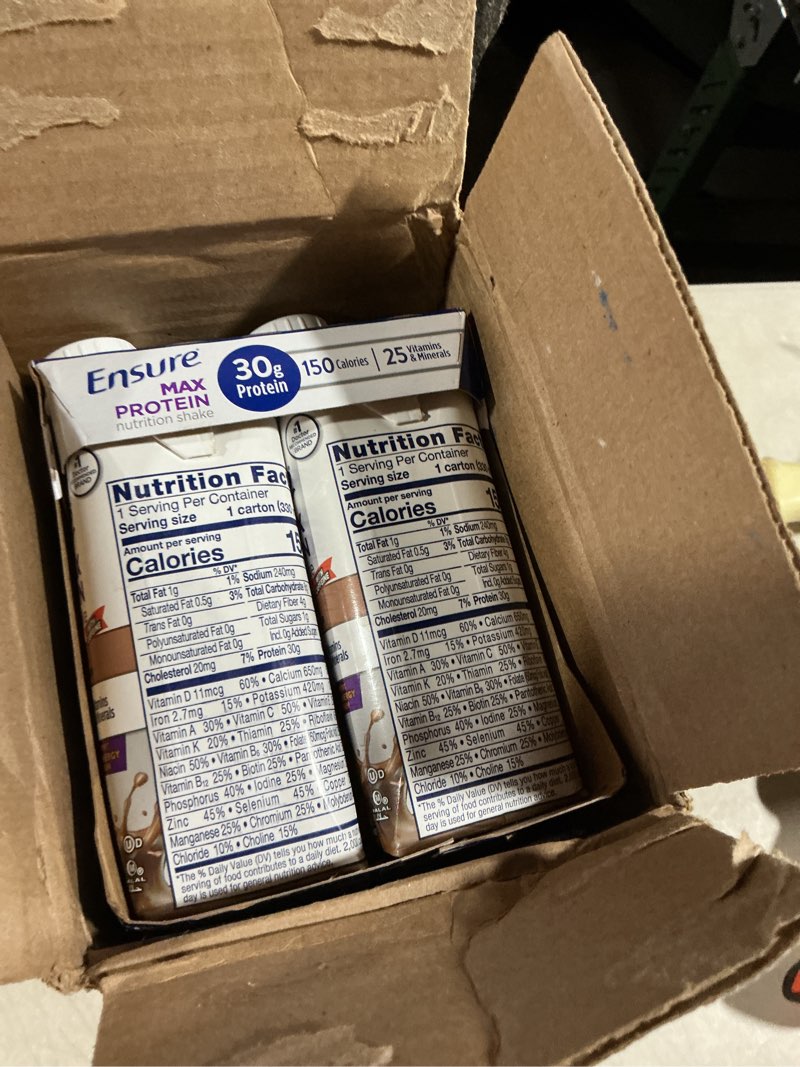 Condition photo showing Good Condition for ensure max protein cafe mocha nutrition shake | 30g protein, 1g sugar, 4g fiber blend | 12 pack cafe mocha 11 fl oz (pack of 12)
