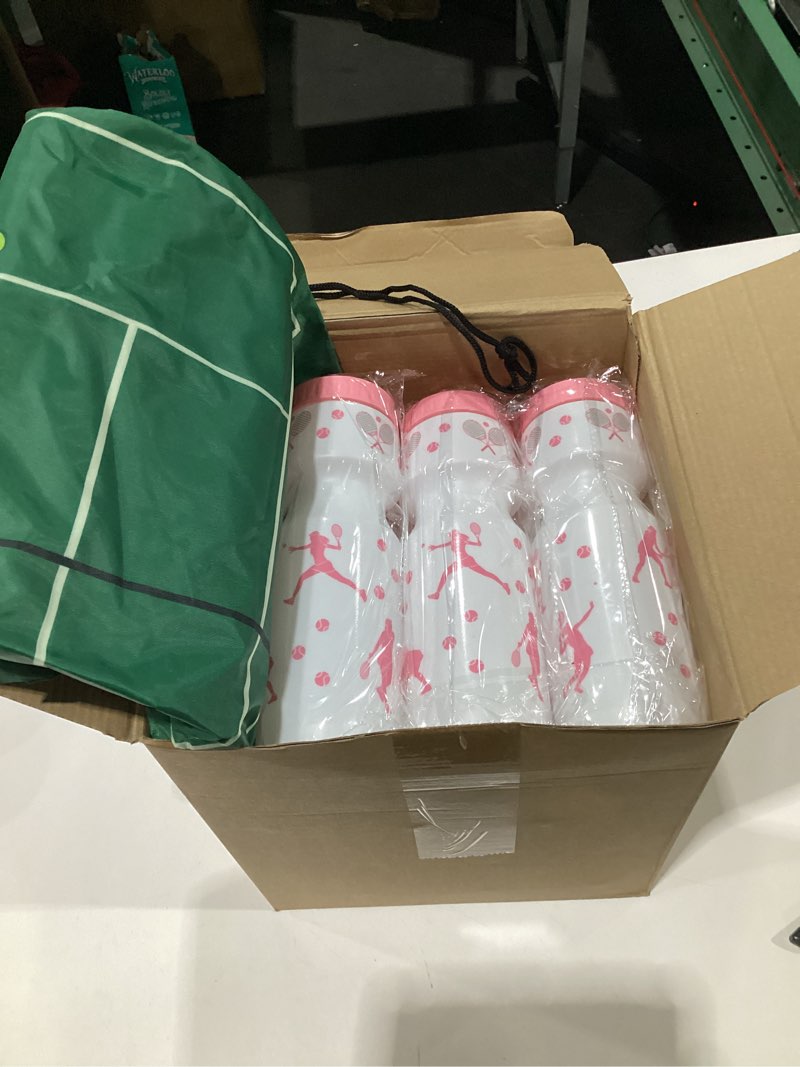 Condition photo showing Good Condition for Talltalk Tennis Party Favors Tennis Water Bottle with Bags Bulk Drawstring Bag Gift Goodie Treat Bags 24 oz Water Bottle Cup for Team Theme Accessories Sports Party Supplies Gift