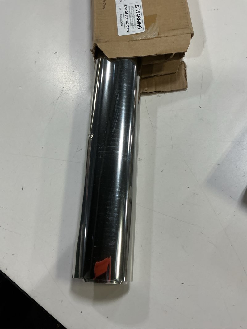 Condition photo showing Good Condition for Coavas One Way Privacy Window Tint for Home, Daytime Reflective Mirror Glass Film See Out Not in, Heat & UV Blocking for Balcony/Living Room Large Windows with 3 Tools, 23.6 x 157.5 Inch, Black 23.6 x 157.5 Inch Black-silver