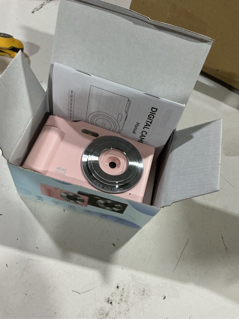 Condition photo showing Good Condition for digital camera, fhd 4k digital point and shoot camera with 16x zoom anti shake, 48mp compact small camera with 32gb card for boys girls kids pink