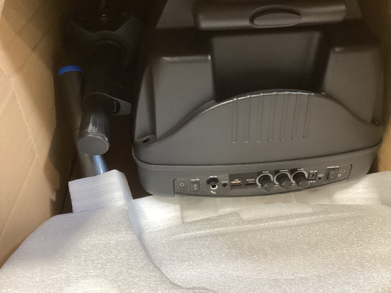 Condition photo showing Good Condition for pyle 880w portable bluetooth pa speaker - 12" rechargeable outdoor karaoke party speaker, audio system w/wireless mic and wheels, tws, party lights, led display, 6.5mm mic input, fm/aux/mp3/usb/sd