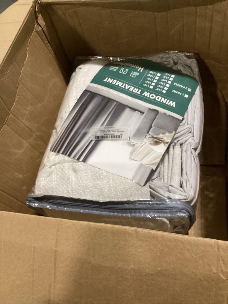 Condition photo showing Good Condition for HOMEIDEAS Ivory White Pinch Pleated 100% Blackout Curtains, Linen Blend Noise Reduction Thermal Insulated Drapes with Hooks for Living Room, Bedroom, Nursery, 40" Wx96 L, 2 Panels 40"W x 96"L (Pack of 2) Ivory White