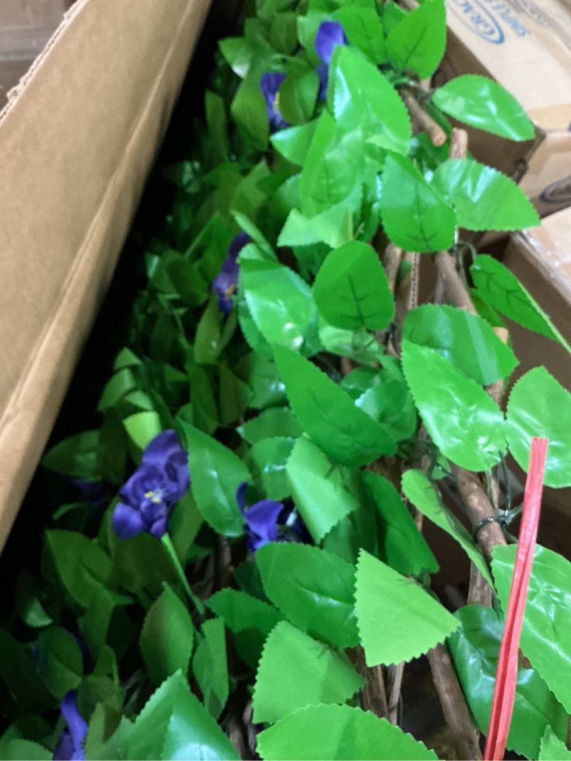 Condition photo showing Good Condition for glant expandable fence privacy screen for balcony patio outdoor,decorative faux ivy fencing panel,artificial hedges (single sided leaves) (1, purple flowers) 1 purple flowers