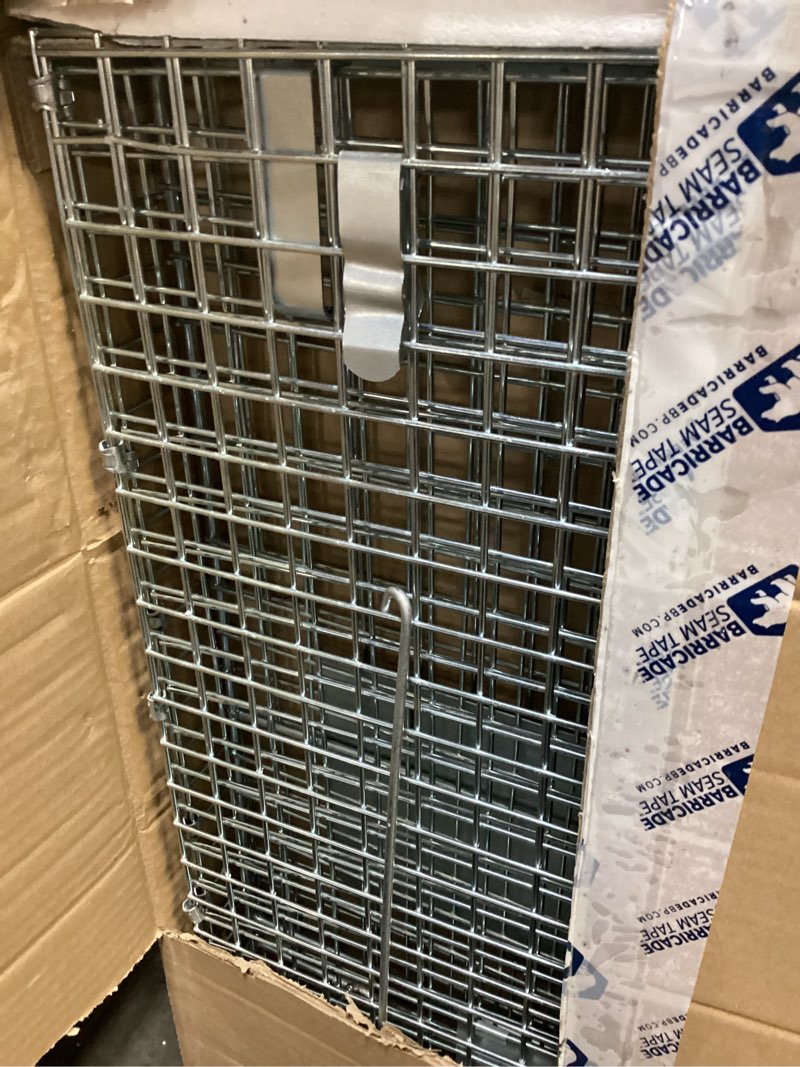 Condition photo showing Good Condition for vevor live animal cage trap, 42" x 16" x 18" humane cat trap galvanized iron, folding animal trap cage with handle for stray dogs, armadillos, raccoons, foxes