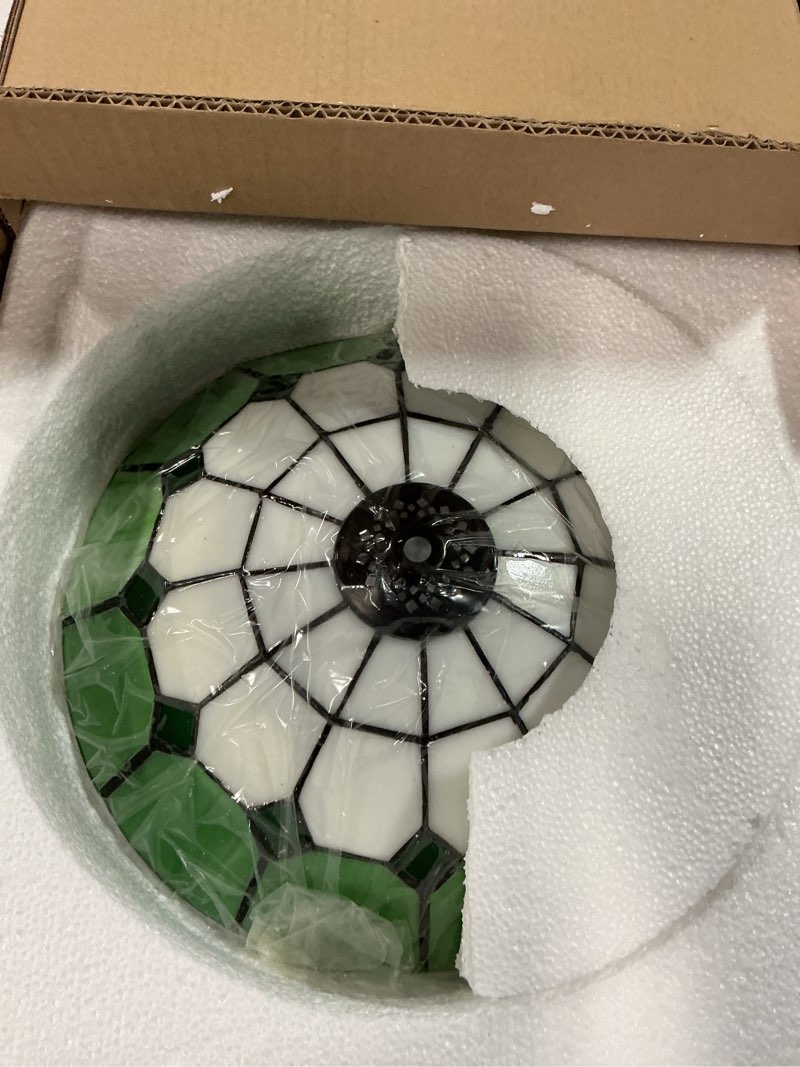 Condition photo showing New/Like New for 12 inch Vintage Tiffany Style Glass Flush Mount Ceiling Lighting Fixtures Retro Rural Pastoral Classical Lamp LED Chandelier Semi Flush Mount Lights Lamps (12 Inch Green)