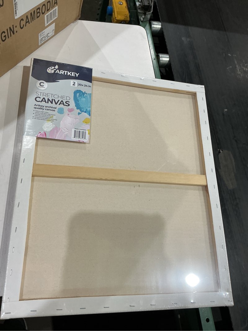 Condition photo showing New/Like New for artkey stretched canvas, 20"x24"-2 pack,100% cotton acid-free white canvas boards for paintings, gift for adult & kids 3-15 years old