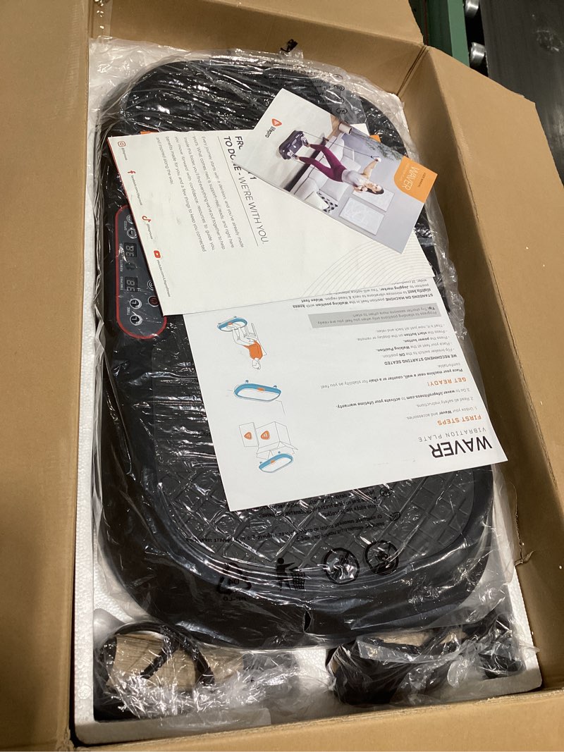 Condition photo showing New/Like New for lifepro waver vibration plate exercise machine for lymphatic drainage, muscle activation, full-body workout vibrating platform with loop bands, fitness equipment for strength toning & fat loss black